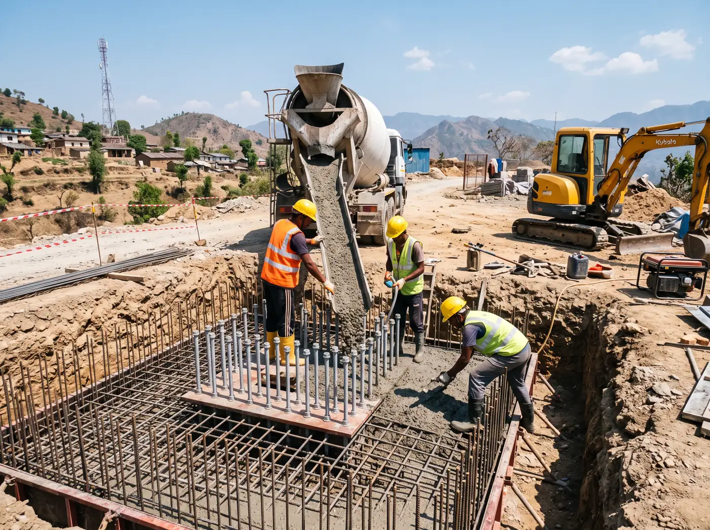 Foundation works at a tower site